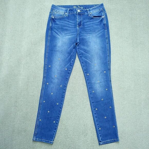 Blue Desire Skinny Slim Denim Jeans Women Size 8 Blue Star-Studded Cotton Blend - Picture 1 of 7